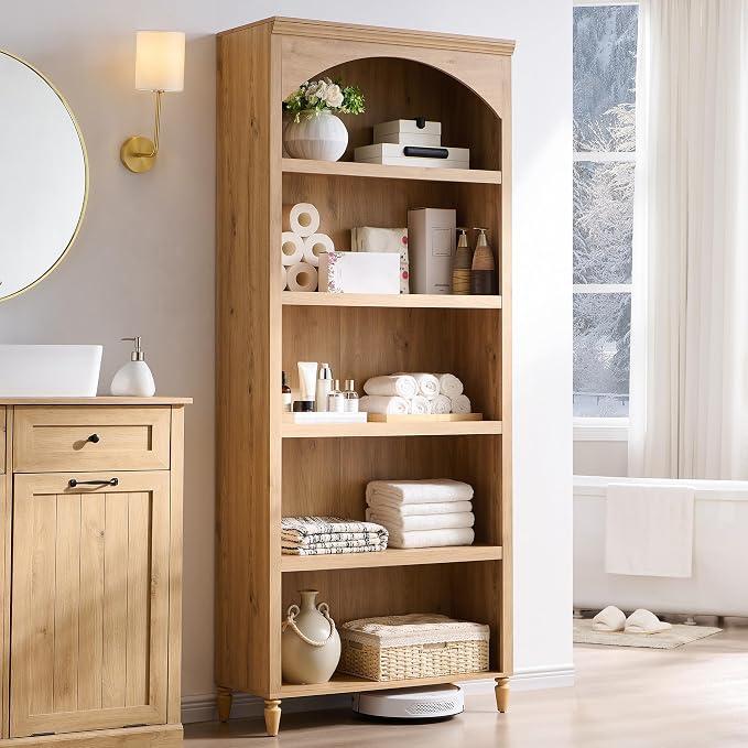 76" Tall Arched Bathroom Storage Cabinet, 5 Tiers Large Farmhouse Arched by IFBUYFarmhouseFurniture