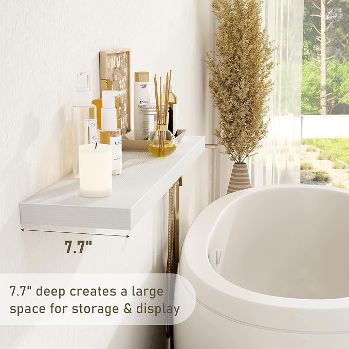 Fun Memories White Floating Shelves 36 Inch Long, Rustic Farmhouse Bathroom - Image 4