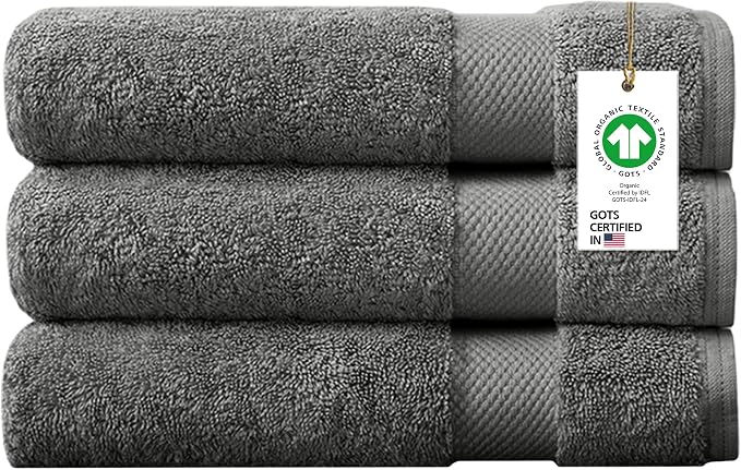 Delara 100% Organic Cotton Towels 650 GSM Plush Feather Touch Quick Dry Bath by Delara