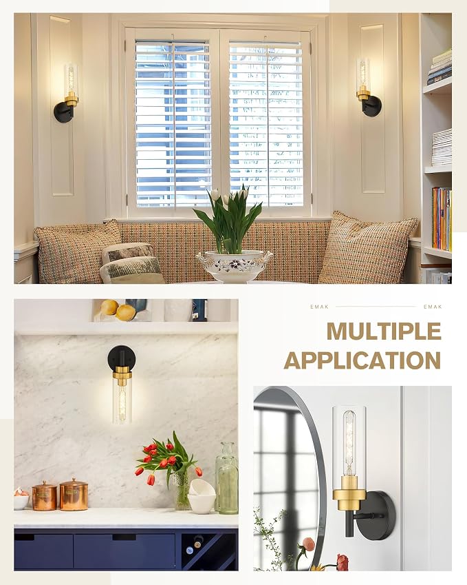 Emak Black and Gold Sconces Wall Lighting, Modern Vanity Lights - Image 5