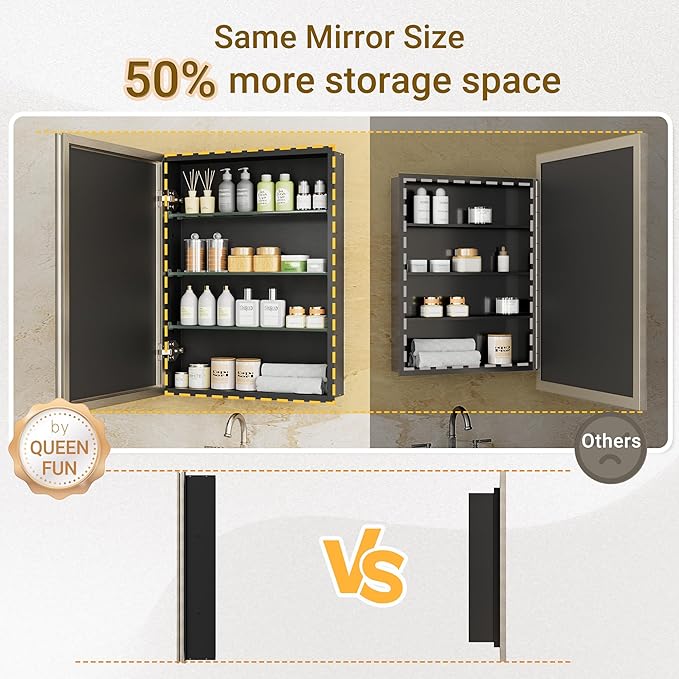 Pre-Assembled Surface or Recessed Medicine Cabinet Mirror-48x30 Brushed Nickel - Image 4
