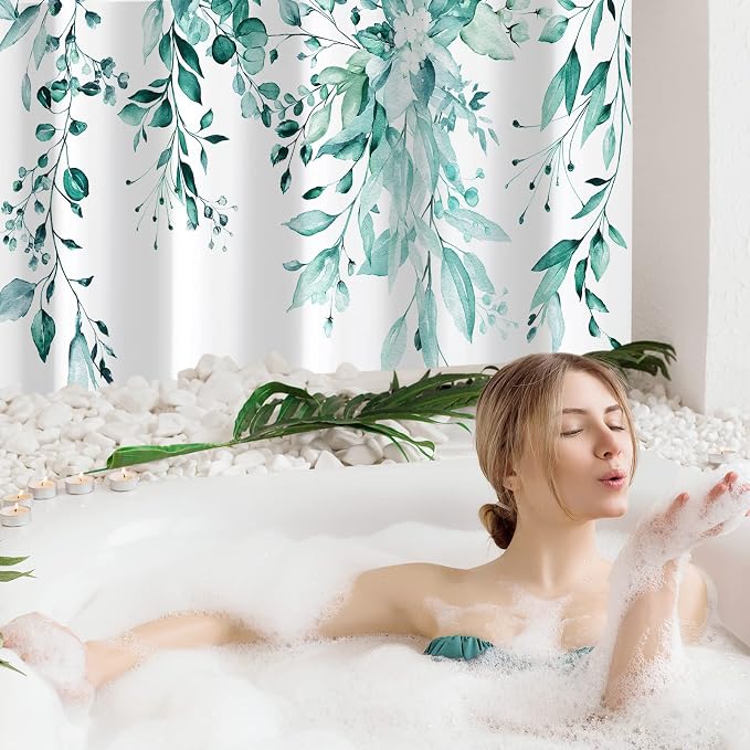 Gibelle Extra Long Shower Curtain 72 x 84, Teal Floral Shower Curtain - Image 2