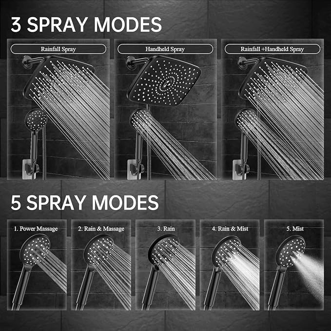 Veken 11.8 Inch Rectangle Rain Shower Head - Image 4