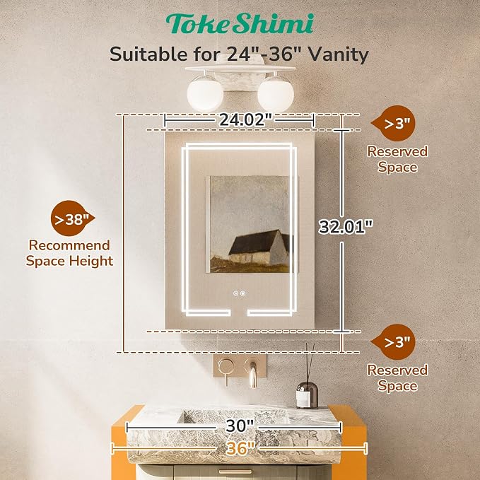 TokeShimi 24 x 32 Bathroom Mirror Medicine Cabinet - Image 3