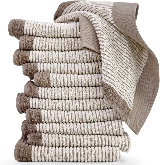 Cleanbear Wash Cloths 12 Pack, Jacquard Weaved Cotton Washcloth by Cleanbear