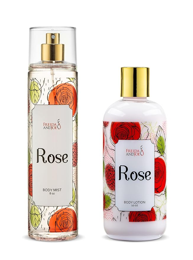 Rose Home Spa Gift 10oz Deep Moisturizing Fragrance Body Lotion & 8 oz. Fine by FreidaandJoe