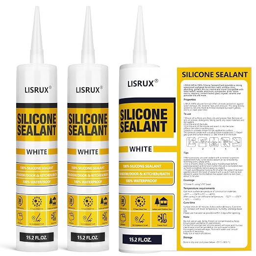 White Advanced Silicone Caulk, 100% Waterproof Silicone Sealant Indoor Outdoor - Image 9