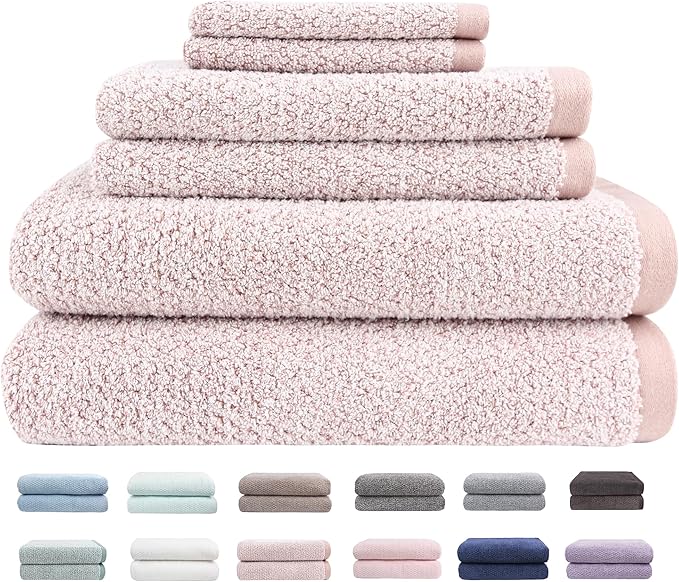 Everplush Diamond Jacquard 6 Pieces Bath Towel Set, Luxury Super Soft Oversized by Everplush