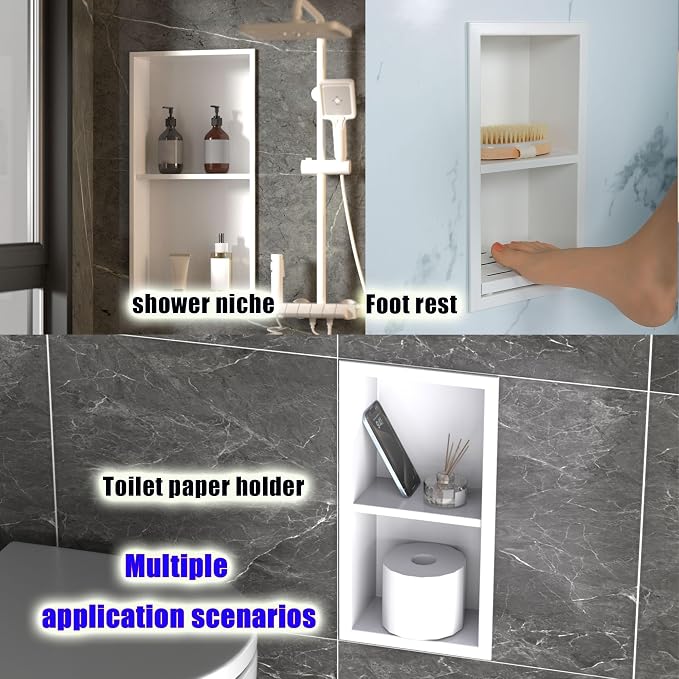 Shower Foot Rest for Shaving Legs, Double Layer Niche for Footrest, Shower - Image 2