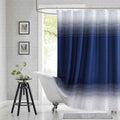 Blue Shower Curtain, Modern Navy Blue and White Gradient Horizontal Stripe by BESTRIPES