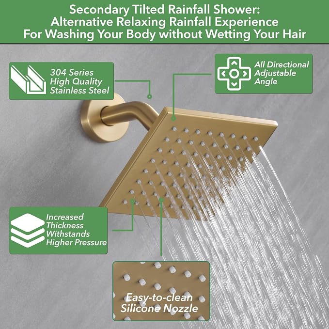 VANFOXLE Shower Faucet Set Brushed Gold Shower System, Shower Faucet - Image 2