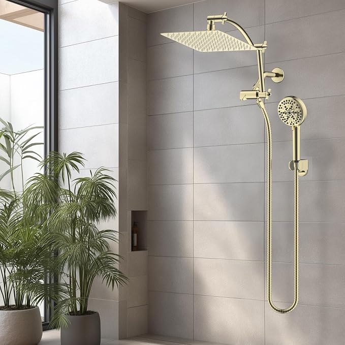 Hibbent All Metal Shower Head, Handheld Showerhead Combo, 10 Sprays, Adhesive - Image 8