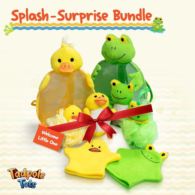 Baby Bath Set – Soft & Durable Frog-Themed Loofah Scrubber Kit – Cute Cartoon - Image 7