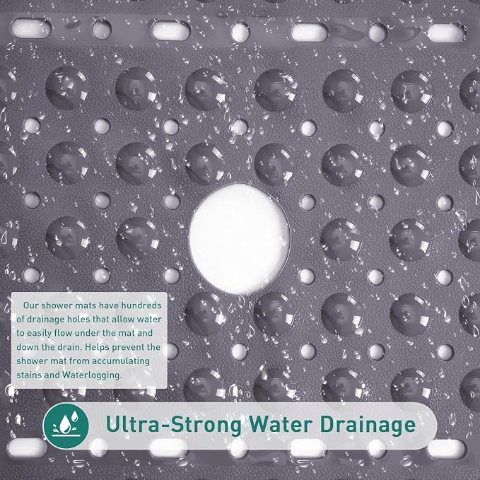 Large Gray Square Shower Mat Non Slip 27 x 27 Inch, Soft Bath Mat Bathtub Mat - Image 5