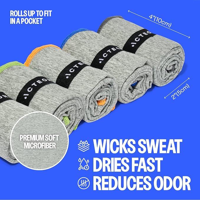 Acteon Microfiber Gym Towels 5 Pack, Quick Dry Silver ION Odor-Free Sweat Towel - Image 4