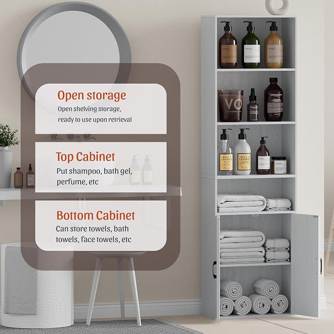 Tall Bathroom Storage Cabinet, Bathroom Floor Cabinet - Image 6