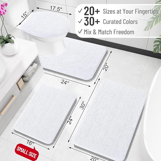OLANLY Bathroom Rugs 24x16, Extra Soft Absorbent Chenille Bath Rugs, Rubber - Image 2