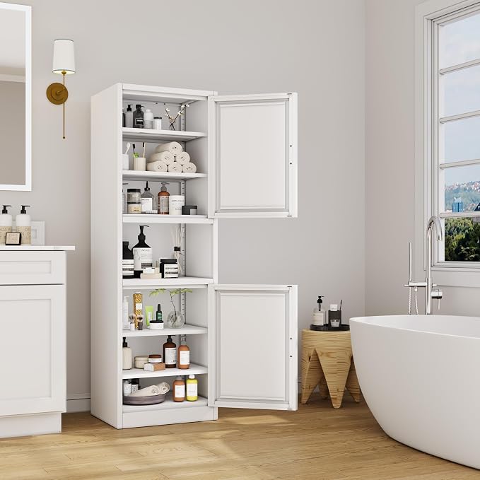 Tall Narrow Storage Cabinet 66.93" H Tall Bathroom Cabinet Metal Pantry Cabinets - Image 2