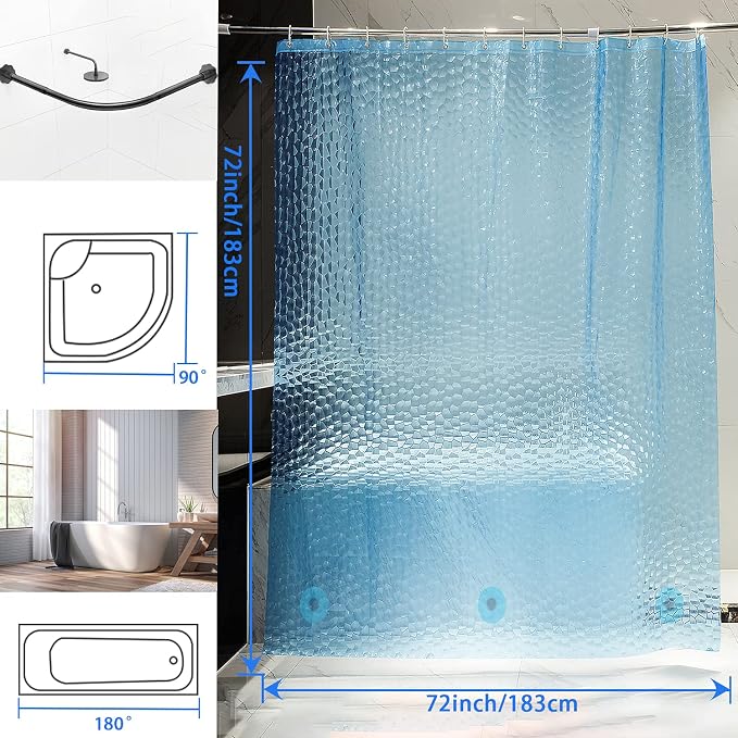 Bostofy Waterproof Shower Curtain Liner EVA Thick Shower Curtain - Image 7