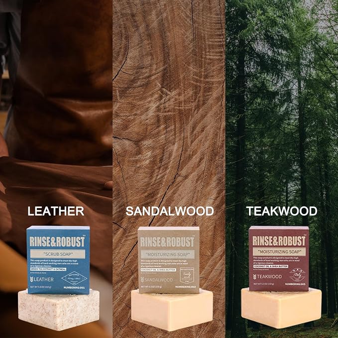 Rinse & Robust Mens Bar Soap Bath Bar Soap 3Pack Handmade Natural Soap Bar Set - Image 5