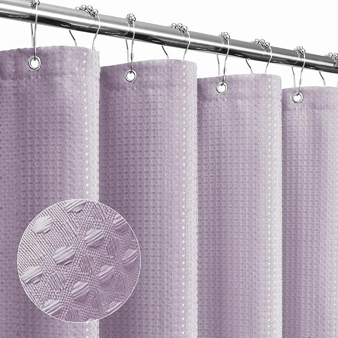 Gibelle Lavender Shower Curtain, Waffle Weave Textured Fabric Shower Curtain by Gibelle
