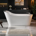 Empava 67 in. Acrylic Freestanding Bath Tub Hydromassage Gracefully Oval Shaped by Empava