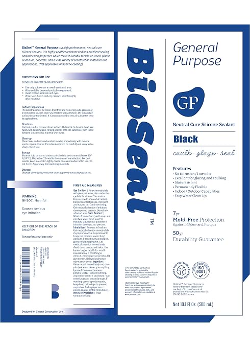 Black BioSeal 100% Silicone Sealant Caulk General Purpose, Waterproof and No - Image 3