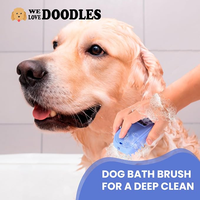 We Love Doodles Pet Rubber Bath Brush and Dog Shampoo - Image 3