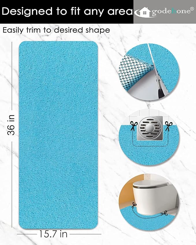 godehone Shower Mats Non Slip Without Suction Cups, PVC Loofah Bathroom Mats - Image 2