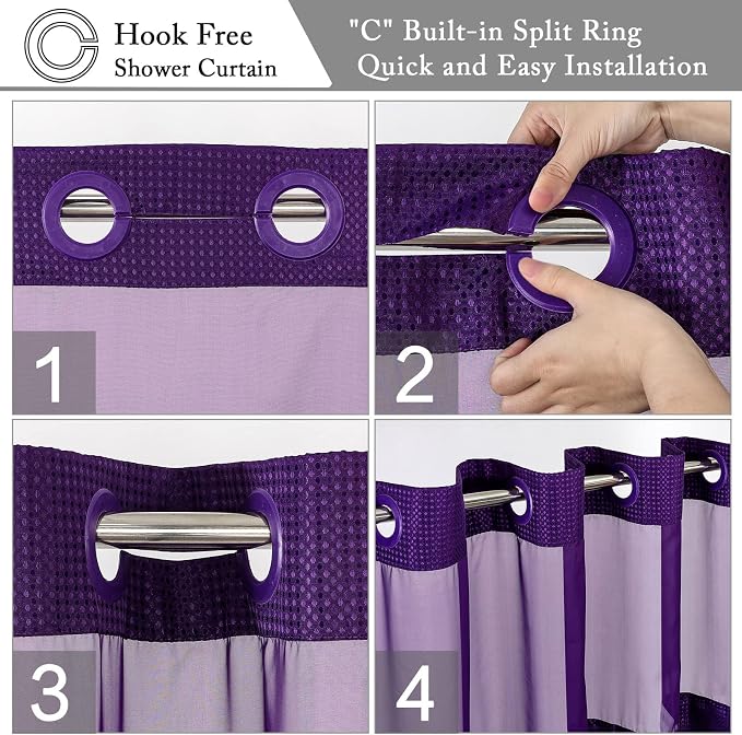 Gibelle No Hook Waffle Weave Shower Curtain - Image 4