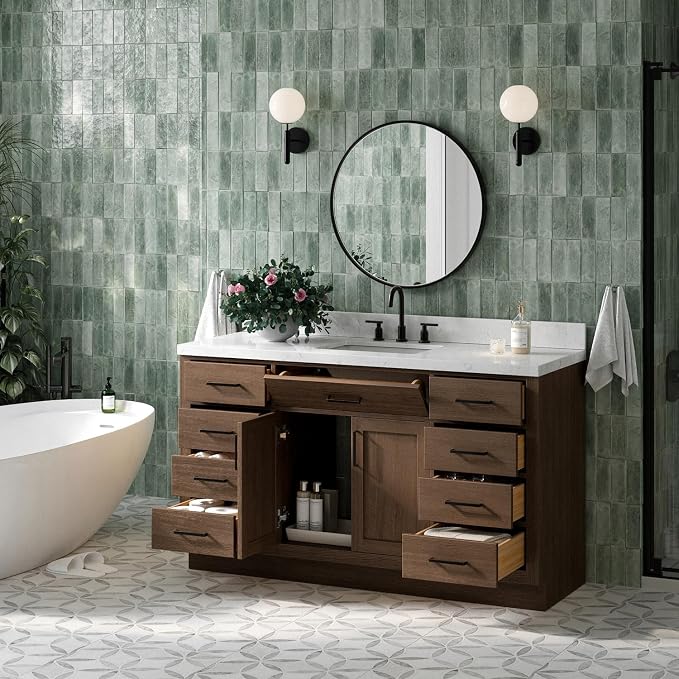 ARIEL Hepburn 60 Inch Single Rectangle Sink Bathroom Vanity - Image 2