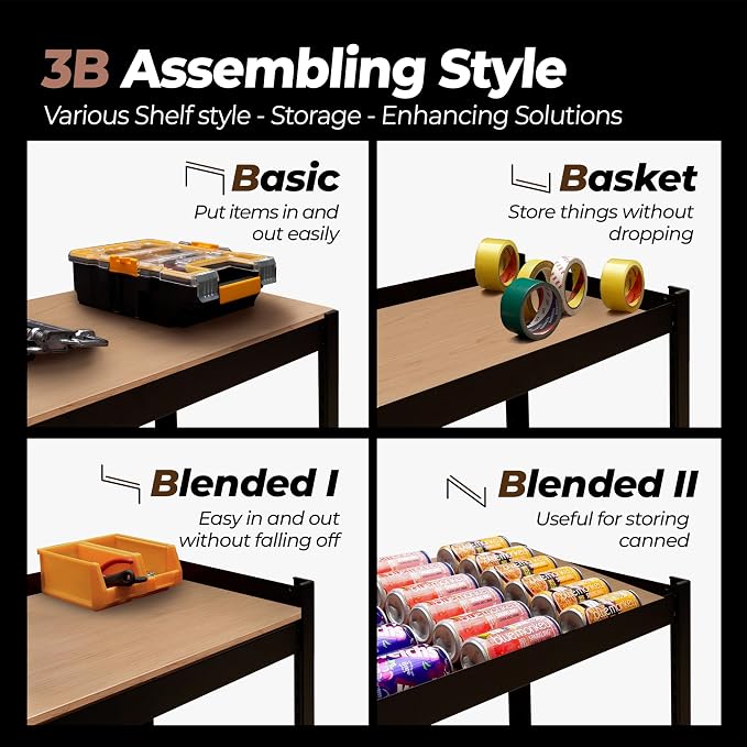 HOMEDANT House 5 Tier Laminated Metal Shelving Unit Adjustable Storage Utility - Image 3