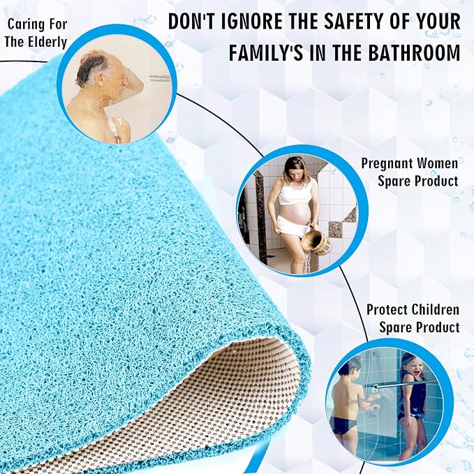 godehone Shower Mats Non Slip Without Suction Cups, PVC Loofah Bathroom Mats - Image 3