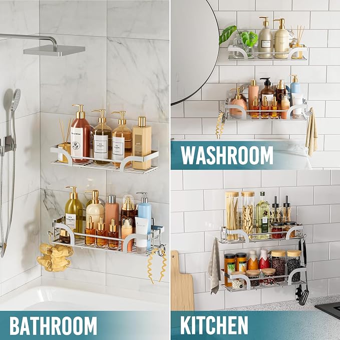 TAILI Shower Caddy Suction Cup 2 Pack, Heavy Duty Bathroom Basket, Bath Shelves - Image 4