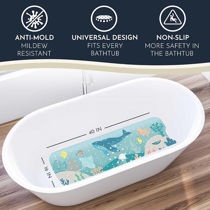 Homerella Baby Bath Tub Mat | Anti Mold Mildew Resistant Non Slip Kids and - Image 2