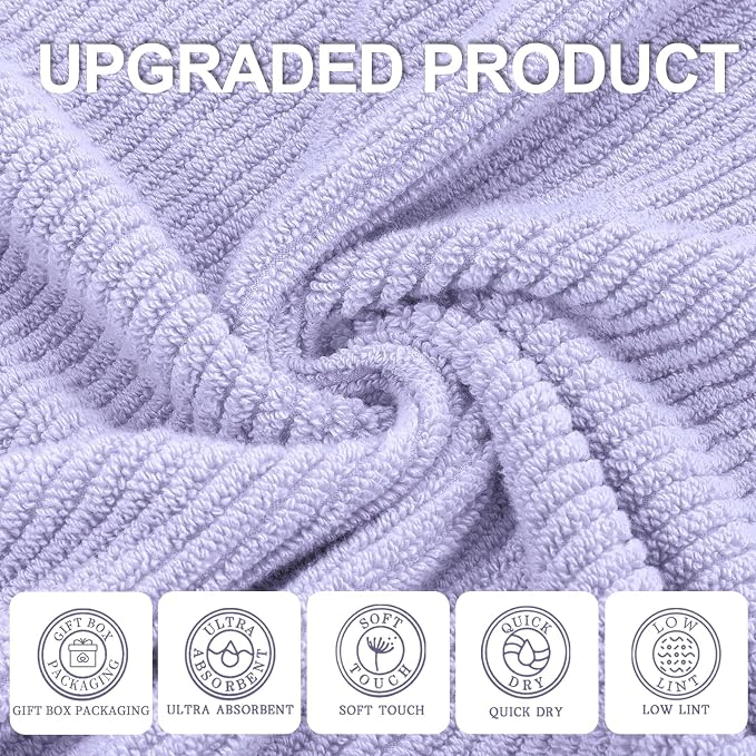 VOOVA & MOVAS Towels for Bathroom, 100% Cotton | Quick Dry | Soft | Thick | - Image 2