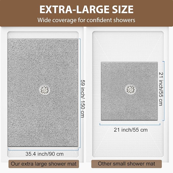 Shower Mat Non Slip: 59 x 35.4 Inch Extra Large Shower Mats - Image 2