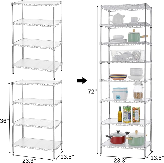 Finnhomy 8-Tier Wire Shelving Unit Adjustable Steel Wire Rack Shelving 8 - Image 3