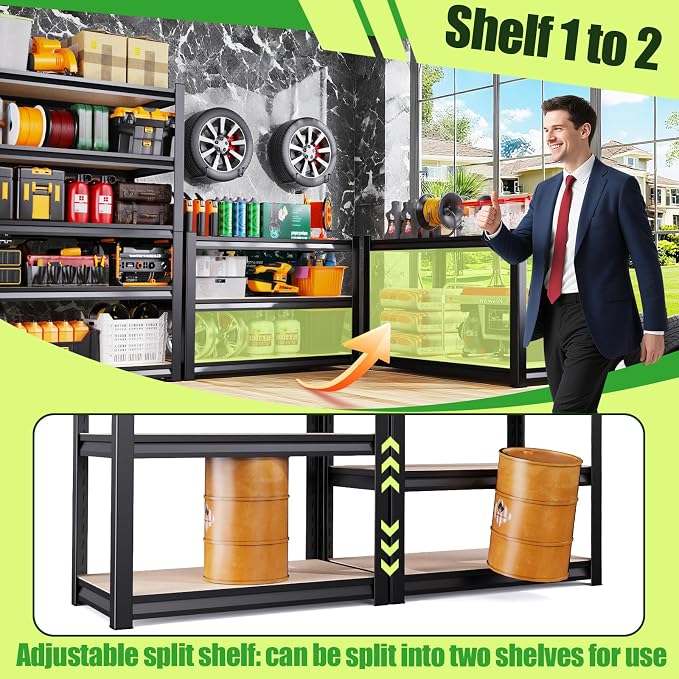 72" H Garage Shelving, Heavy Duty Garage Storage Shelves, Metal Shelving Unit - Image 5