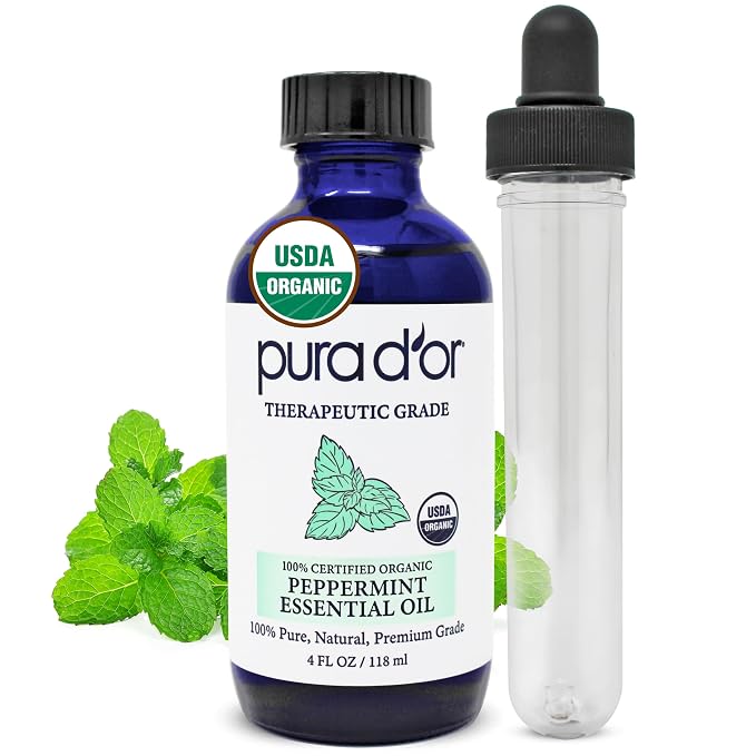 PURA D'OR Organic Peppermint Essential Oil 100% Pure & Natural Therapeutic Grade by PURADOR