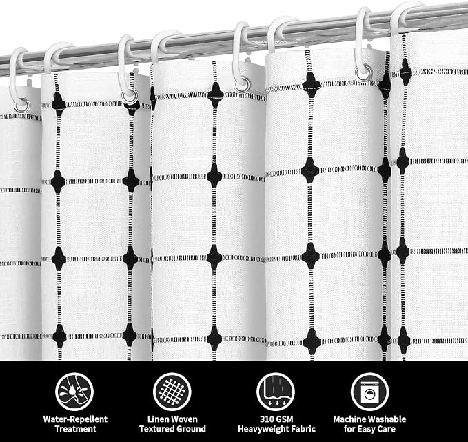 MitoVilla White Black Boho Shower Curtains - Image 3
