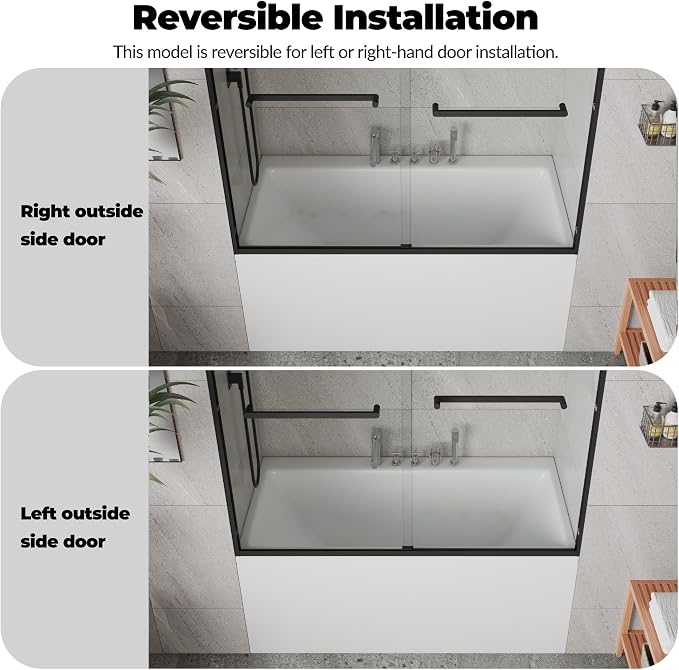 Shower Door 59" H x 60" W, Sliding Glass Design - Image 5