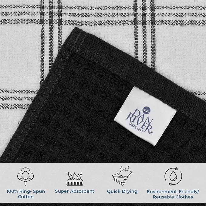 DAN RIVER Premium Dish Cloth 100% Cotton 12 X 12 Inches |Pack of 8|-Ultra Soft - Image 4
