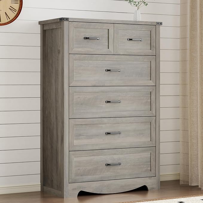 Tall 6-Drawer Dresser for Bedroom, Modern Wooden Chest of Drawers - Image 5