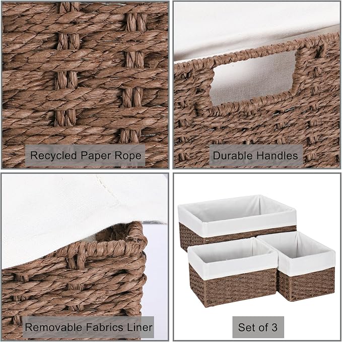 Vagusicc Wicker Basket, Decorative Rectangle Wicker Storage Basket Bins - Image 2
