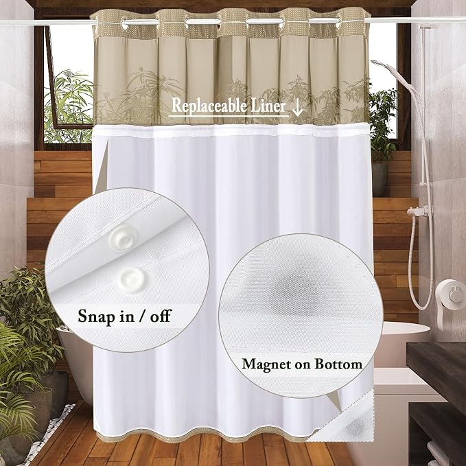 Gibelle Extra Long Shower Curtain 72x86, Waffle Weave Bathroom Shower Curtain - Image 3