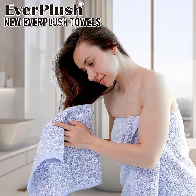 Everplush Diamond Jacquard 6 Pieces Bath Towel Set, Luxury Super Soft Oversized - Image 4