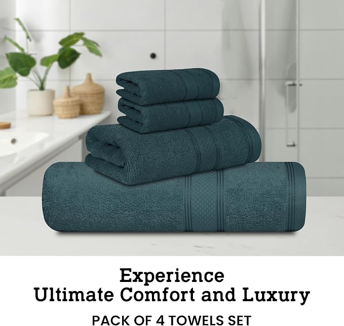 Casa Lino 4 Piece Bath Towel Set | 1 Bath Towel, 2 Wash Cloth, 1 Hand Towels | - Image 3