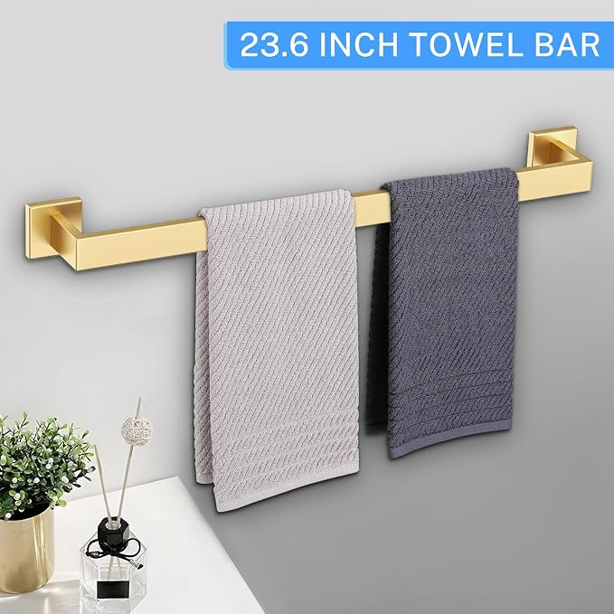 10-Piece Brushed Gold Bathroom Hardware Set Gold Towel Bar Set, Towel - Image 2