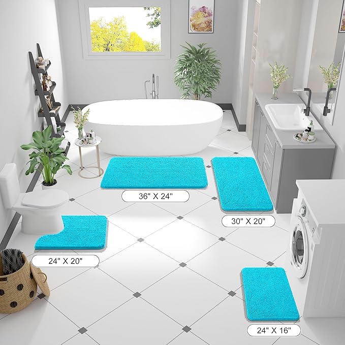 OLANLY Bathroom Rugs 24x16, Extra Soft Absorbent Chenille Bath Rugs, Rubber - Image 2